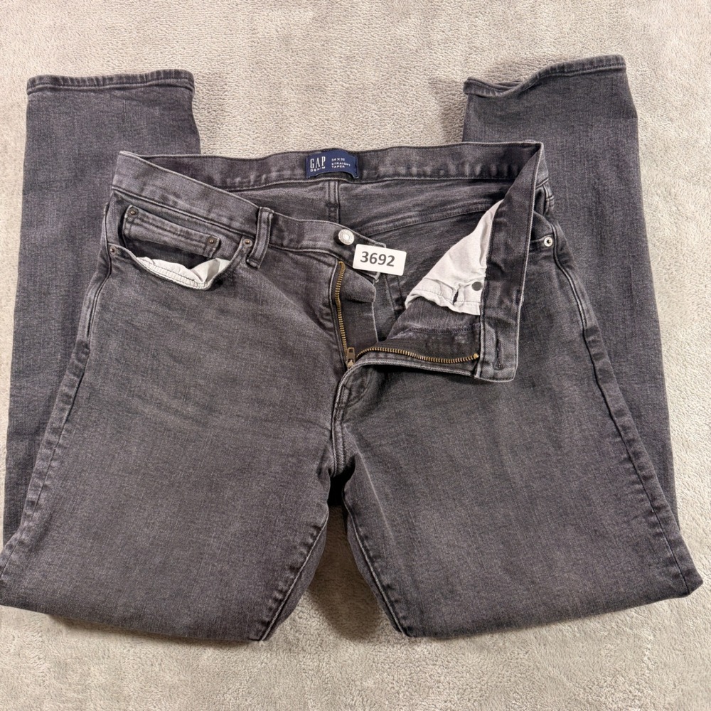 Gap Jeans Mens 34x32 Washed Black Straight Taper Denim‎ Pants 570750-00